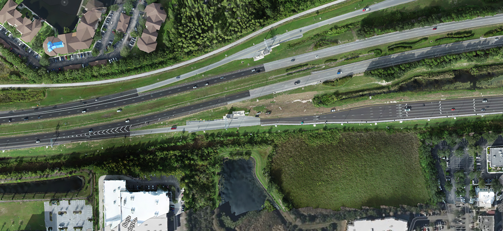 Aerial view of SR 589 and SR 54 Interchange Operational Ramp Improvements